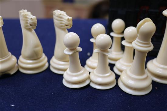 A Jacques Pierre Carton and an early 20th century ivory Staunton chess set